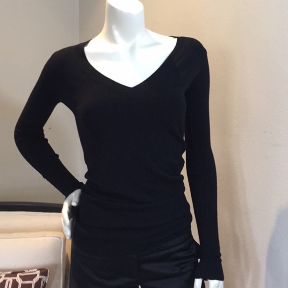 Zara Sweaters - Zara Black V--Neck Sweater w/ Buttons on Sleeves